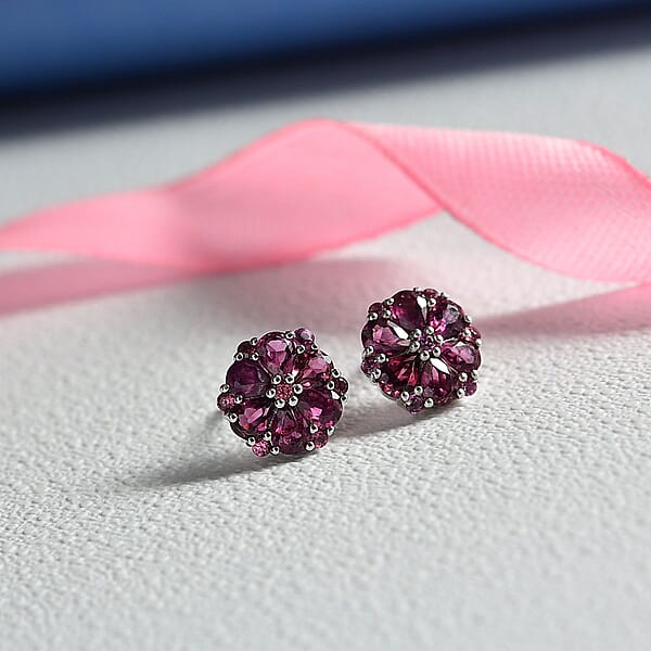 Shop Lc D'Joy Orissa Rhodolite Garnet 2.90 Ctw Earrings In Platinum Over Sterling Silver