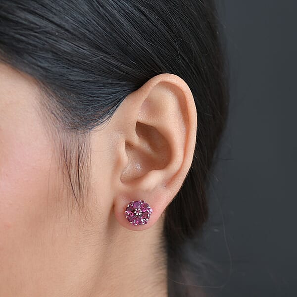 Shop Lc D'Joy Orissa Rhodolite Garnet 2.90 Ctw Earrings In Platinum Over Sterling Silver