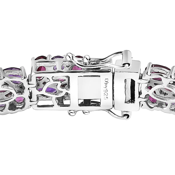 Shop Lc D'Joy Orissa Rhodolite Garnet And Amethyst Floral Garland Bracelet In Rhodium Over Sterling Silver (7.25 In) 22.40 Ctw