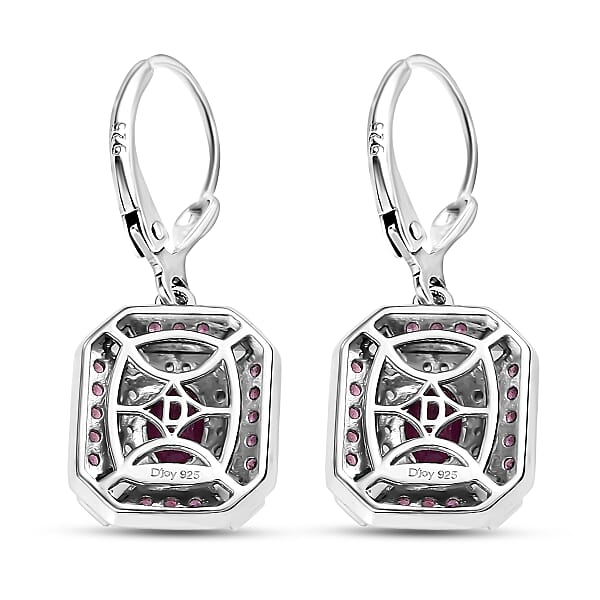 Shop Lc D'Joy Orissa Rhodolite Garnet And White Zircon 3.70 Ctw Art Deco Earrings In Rhodium Over Sterling Silver