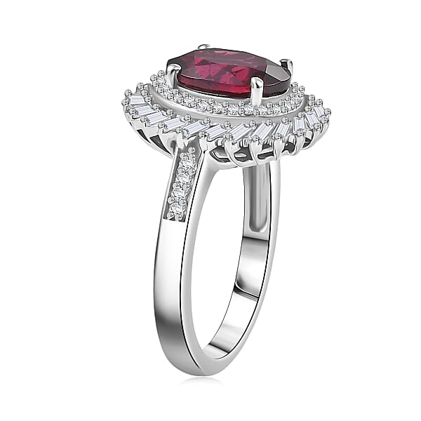 Shop Lc D'Joy Orissa Rhodolite Garnet Moissanite Starburst Ring In Rhodium Over Sterling Silver 4.00 Ctw