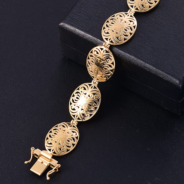 Shop Lc D'Joy Passport To Turkey 18K Vermeil Yellow Gold Over Sterling Silver Filigree Bracelet (6.50 In) 18.40 Grams