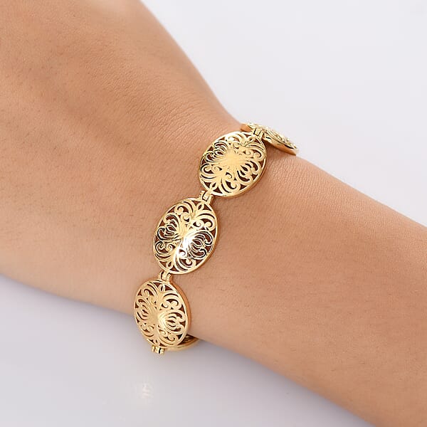 Shop Lc D'Joy Passport To Turkey 18K Vermeil Yellow Gold Over Sterling Silver Filigree Bracelet (6.50 In) 18.40 Grams