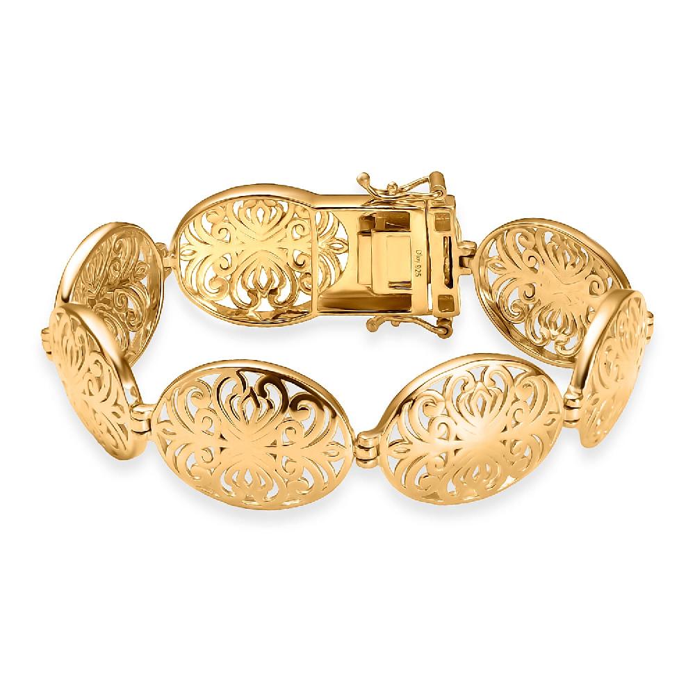 shop lc D'Joy Passport to Turkey 18K Vermeil Yellow Gold Over Sterling Silver Filigree Bracelet (6.50 In) 18.40 Grams