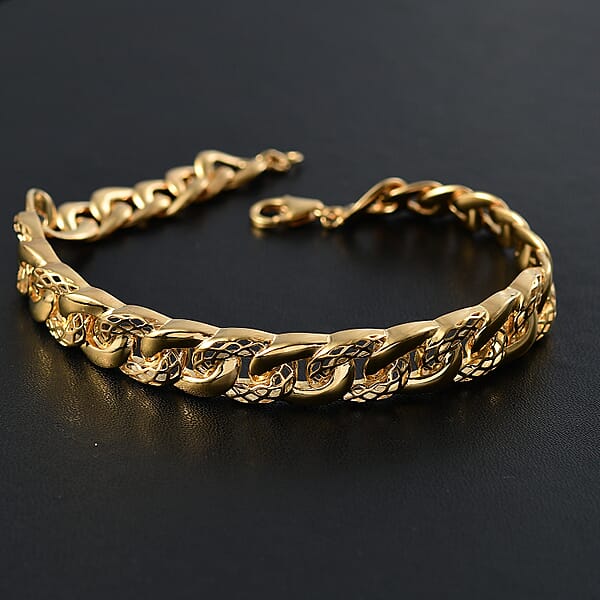 Shop Lc D'Joy Passport To Turkey Curb Link Chain In 18K Vermeil Yellow Gold Over Sterling Silver Bracelet (7.25 In) 19.70 Grams