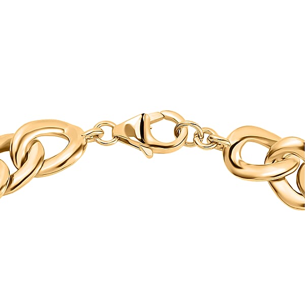 Shop Lc D'Joy Passport To Turkey Curb Link Chain In 18K Vermeil Yellow Gold Over Sterling Silver Bracelet (7.25 In) 19.70 Grams