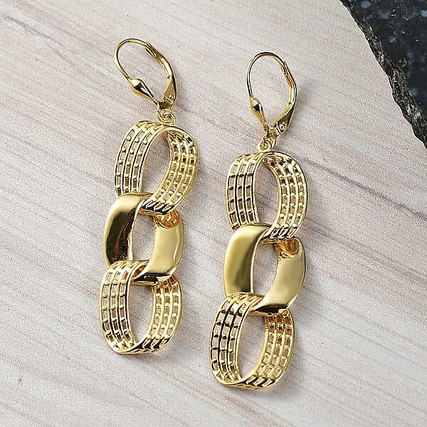 Shop Lc D'Joy Passport To Turkey Dangle Earrings In 18K Vermeil Yellow Gold Over Sterling Silver 7.60 Grams