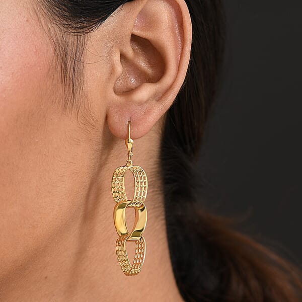 Shop Lc D'Joy Passport To Turkey Dangle Earrings In 18K Vermeil Yellow Gold Over Sterling Silver 7.60 Grams