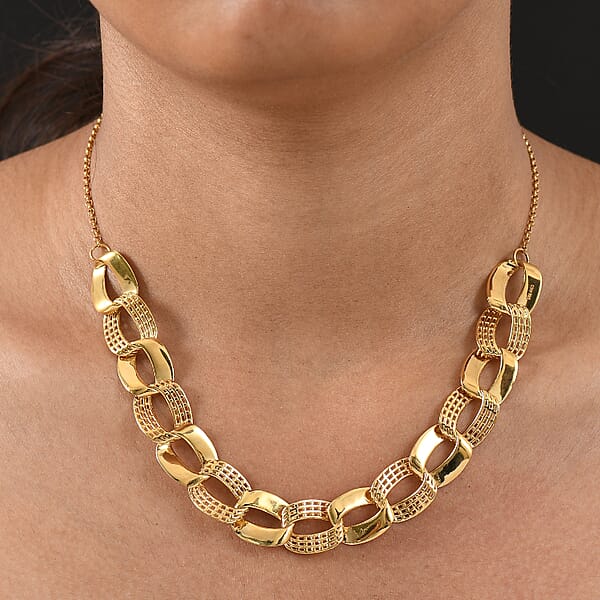 Shop Lc D'Joy Passport To Turkey Fancy Necklace In 18K Vermeil Yellow Gold Over Sterling Silver 19 Grams 18 Inches