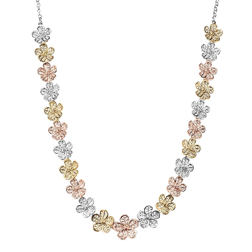 shop lc D'Joy Passport to Turkey Floral Necklace in 18K Vermeil YRG and Rhodium Over Sterling Silver 18 Inches 23.25 Grams