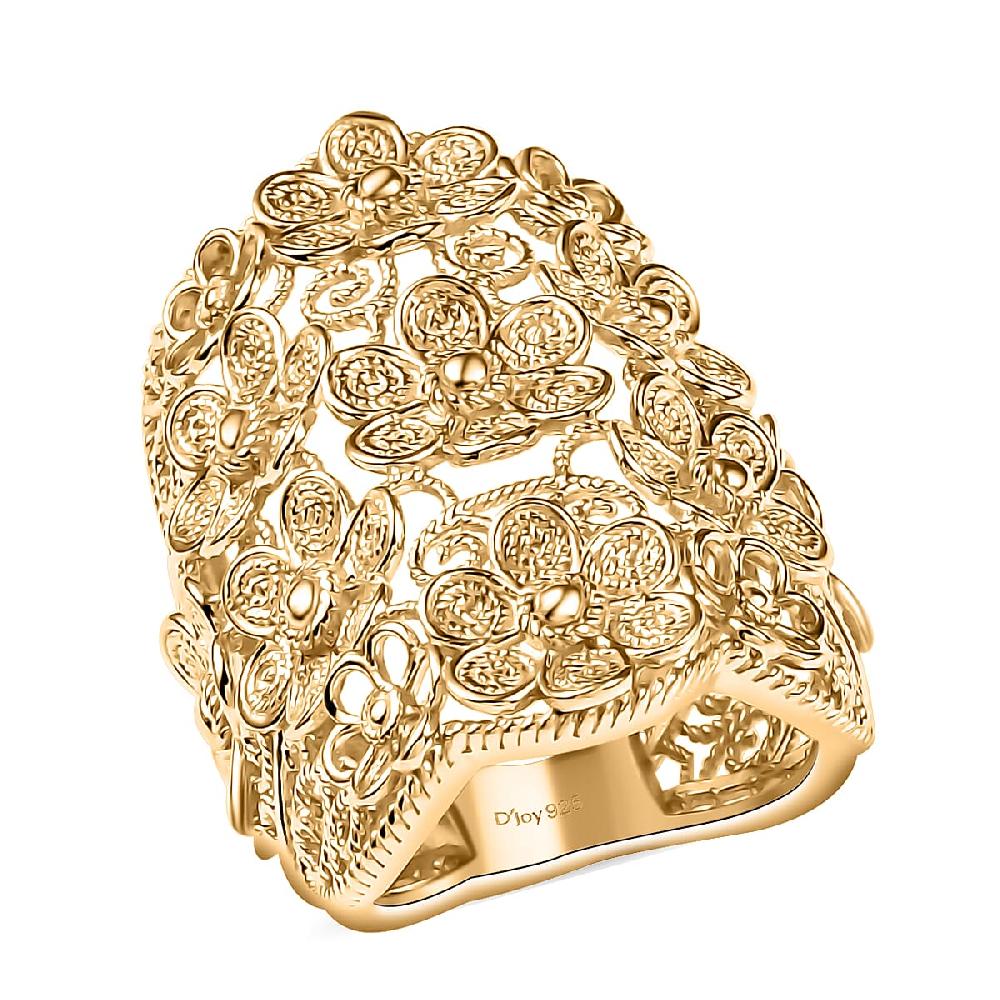 shop lc D'Joy Passport to Turkey Floral Ring in 18K Vermeil Yellow Gold Over Sterling Silver 11.35 Grams