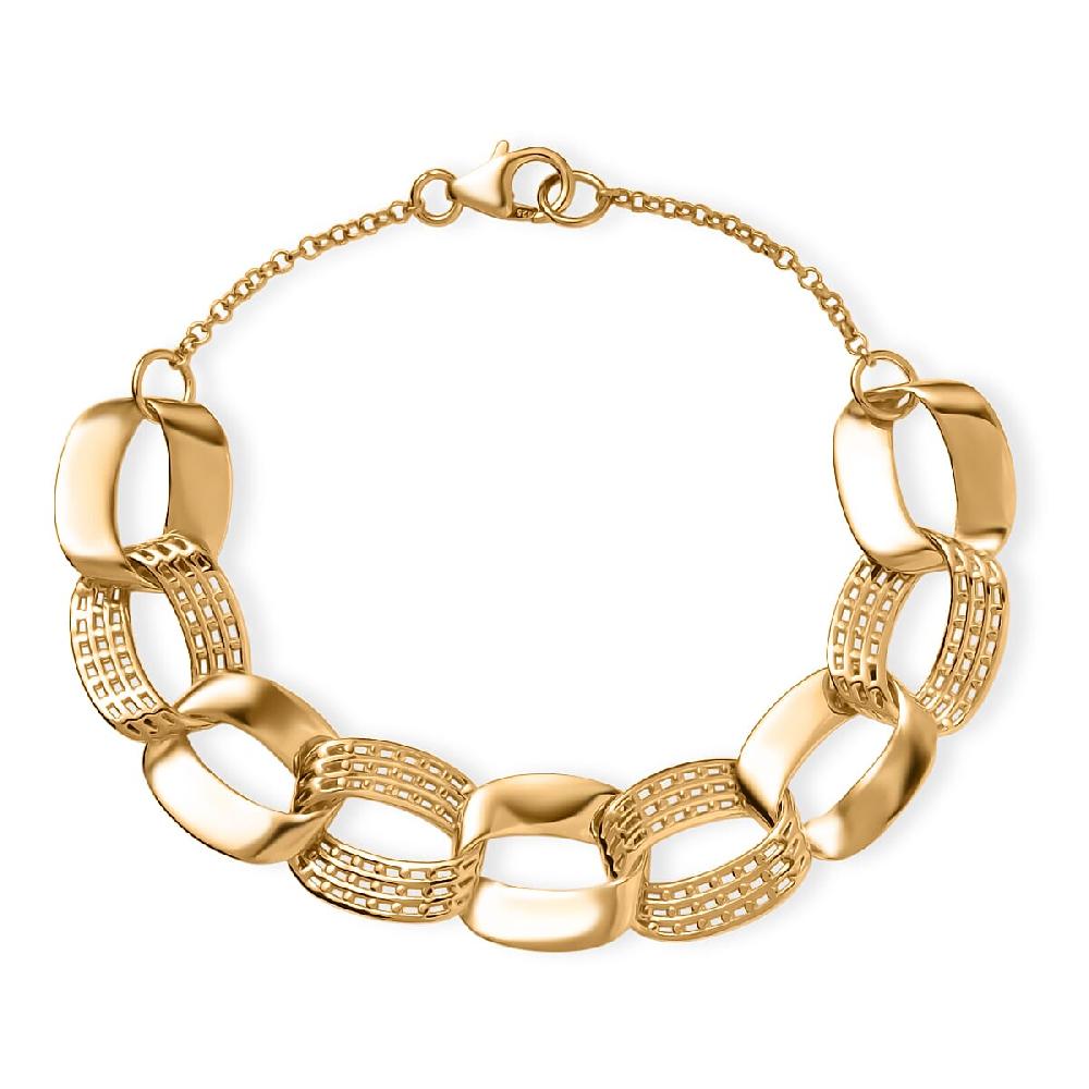 shop lc D'Joy Passport to Turkey Interlocking Bracelet in 18K Vermeil Yellow Gold Over Sterling Silver (7.25 In) 11.10 Grams