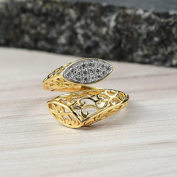 Shop Lc D'Joy Passport To Turkey White Zircon 0.30 Ctw Ring In 18K Vermeil Yellow Gold Over Sterling Silver