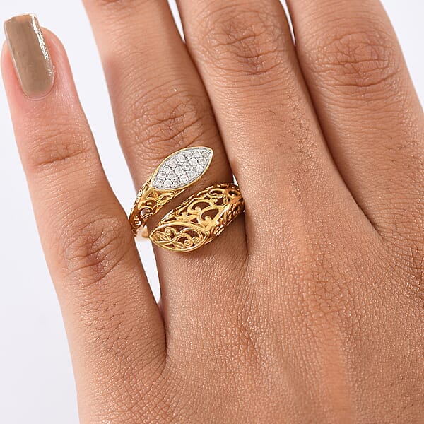 Shop Lc D'Joy Passport To Turkey White Zircon 0.30 Ctw Ring In 18K Vermeil Yellow Gold Over Sterling Silver