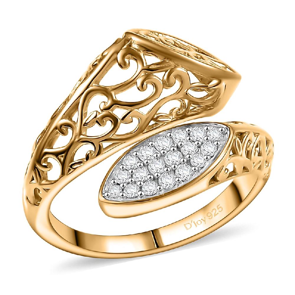 shop lc D'Joy Passport to Turkey White Zircon 0.30 ctw Ring in 18K Vermeil Yellow Gold Over Sterling Silver