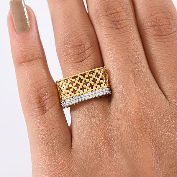 Shop Lc D'Joy Passport To Turkey White Zircon 0.50 Ctw Ring In 18K Vermeil Yellow Gold Over Sterling Silver
