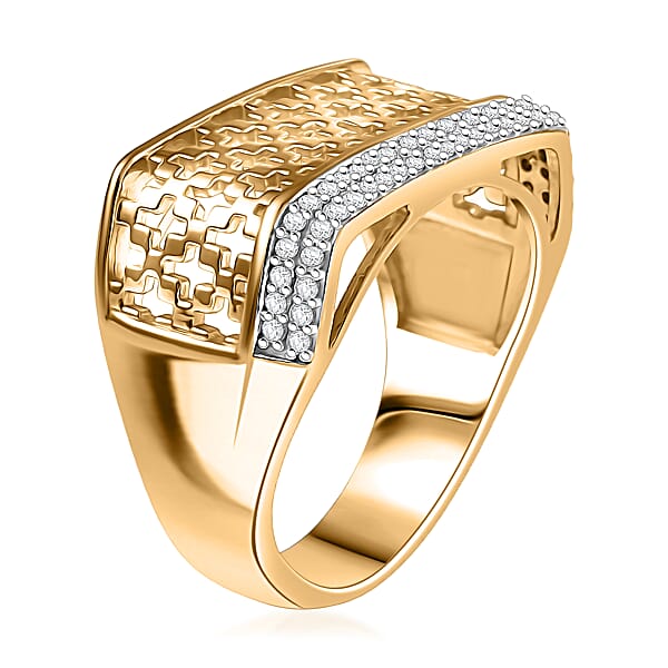 Shop Lc D'Joy Passport To Turkey White Zircon 0.50 Ctw Ring In 18K Vermeil Yellow Gold Over Sterling Silver