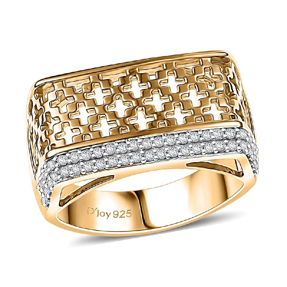 shop lc D'Joy Passport to Turkey White Zircon 0.50 ctw Ring in 18K Vermeil Yellow Gold Over Sterling Silver