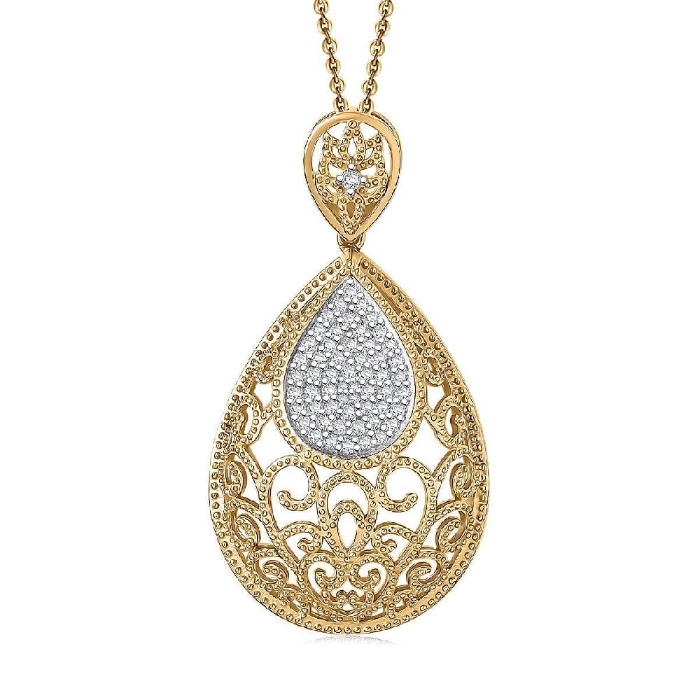 shop lc D'Joy Passport to Turkey White Zircon 0.70 ctw Pendant Necklace in 18K Vermeil Yellow Gold Over Sterling Silver 20 Inches