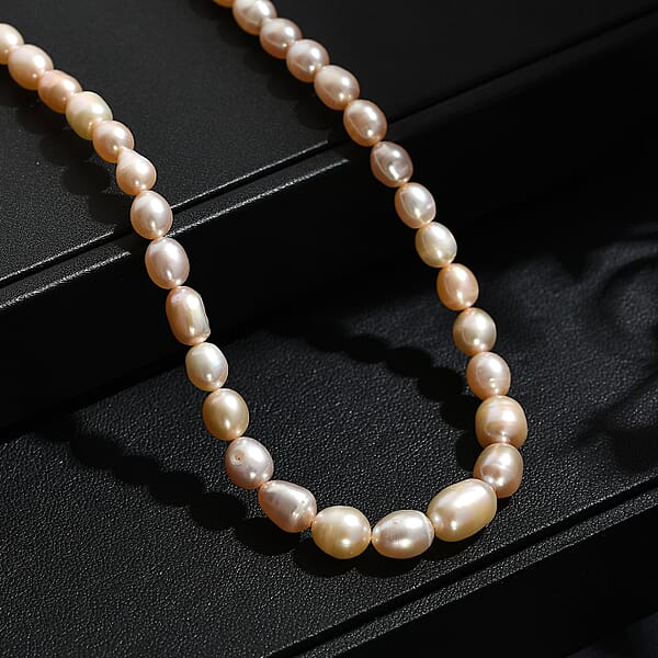 Shop Lc D'Joy Peach Freshwater Pearl Necklace In 18K Vermeil Yellow Gold Over Sterling Silver 18 Inches