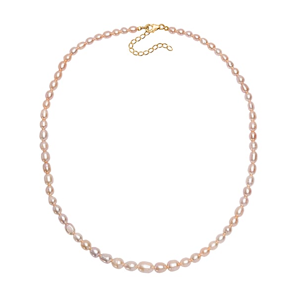 Shop Lc D'Joy Peach Freshwater Pearl Necklace In 18K Vermeil Yellow Gold Over Sterling Silver 18 Inches