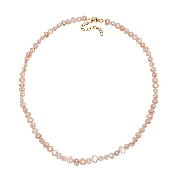 Shop Lc D'Joy Peach Freshwater Pearl Necklace In 18K Vermeil Yellow Gold Over Sterling Silver 18 Inches