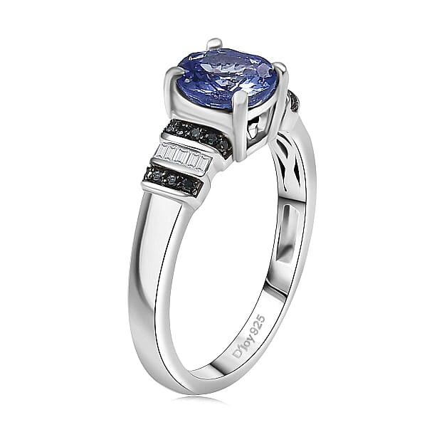 Shop Lc D'Joy Peacock Tanzanite Blue And White Diamond Ring In Rhodium Over Sterling Silver 1.00 Ctw