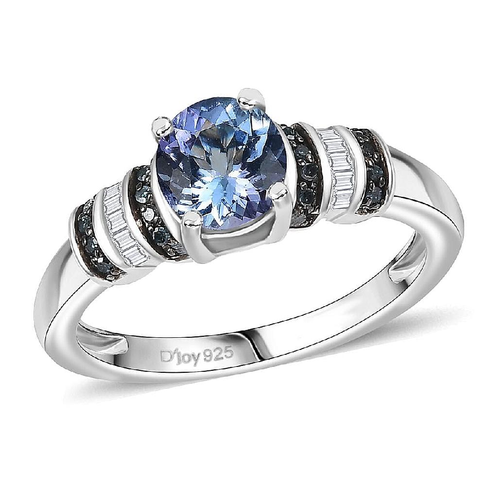 shop lc D'Joy Peacock Tanzanite Blue and White Diamond Ring in Rhodium Over Sterling Silver 1.00 ctw