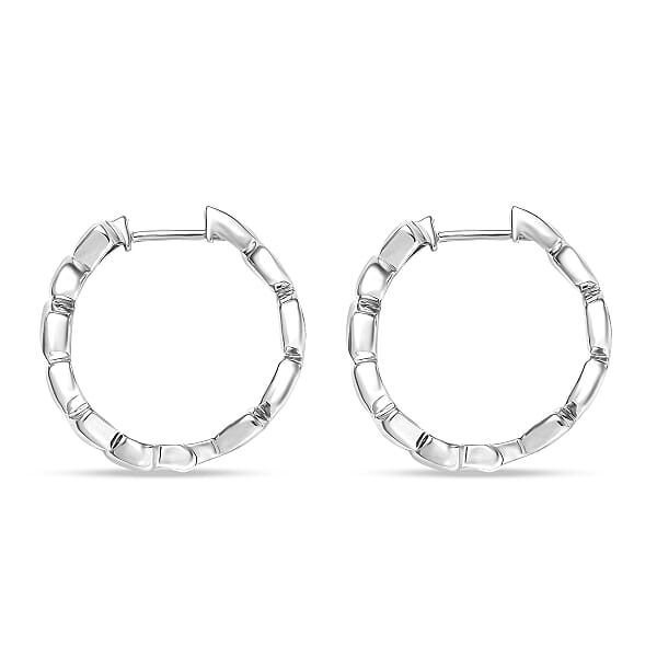 Shop Lc D'Joy Pebble Hoop Earrings In Rhodium Over Sterling Silver 8.35 Grams