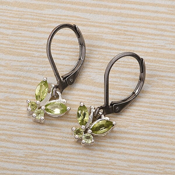Shop Lc D'Joy Peridot 0.80 Ctw Butterfly Earrings In Sterling Silver With Stainless Steel Lever Back