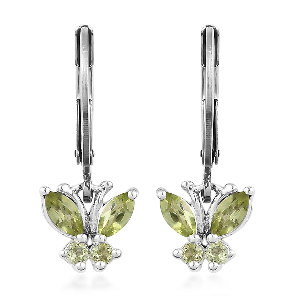 shop lc D'Joy Peridot 0.80 ctw Butterfly Earrings in Sterling Silver with Stainless Steel Lever Back