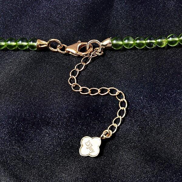 Shop Lc D'Joy Peridot Beaded Graduated Necklace 18-20 Inches In Vermeil Yellow Gold Over Sterling Silver 100.00 Ctw