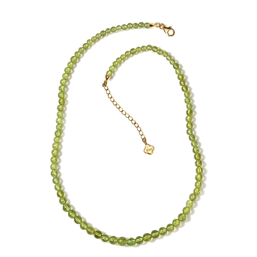 shop lc D'Joy Peridot Beaded Graduated Necklace 18-20 Inches in Vermeil Yellow Gold Over Sterling Silver 100.00 ctw