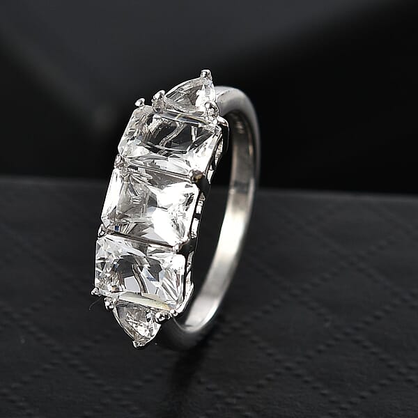 Shop Lc D'Joy Petalite 2.70 Ctw Trilogy Ring In Rhodium Over Sterling Silver