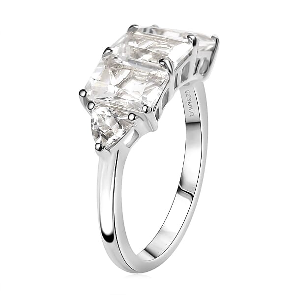 Shop Lc D'Joy Petalite 2.70 Ctw Trilogy Ring In Rhodium Over Sterling Silver