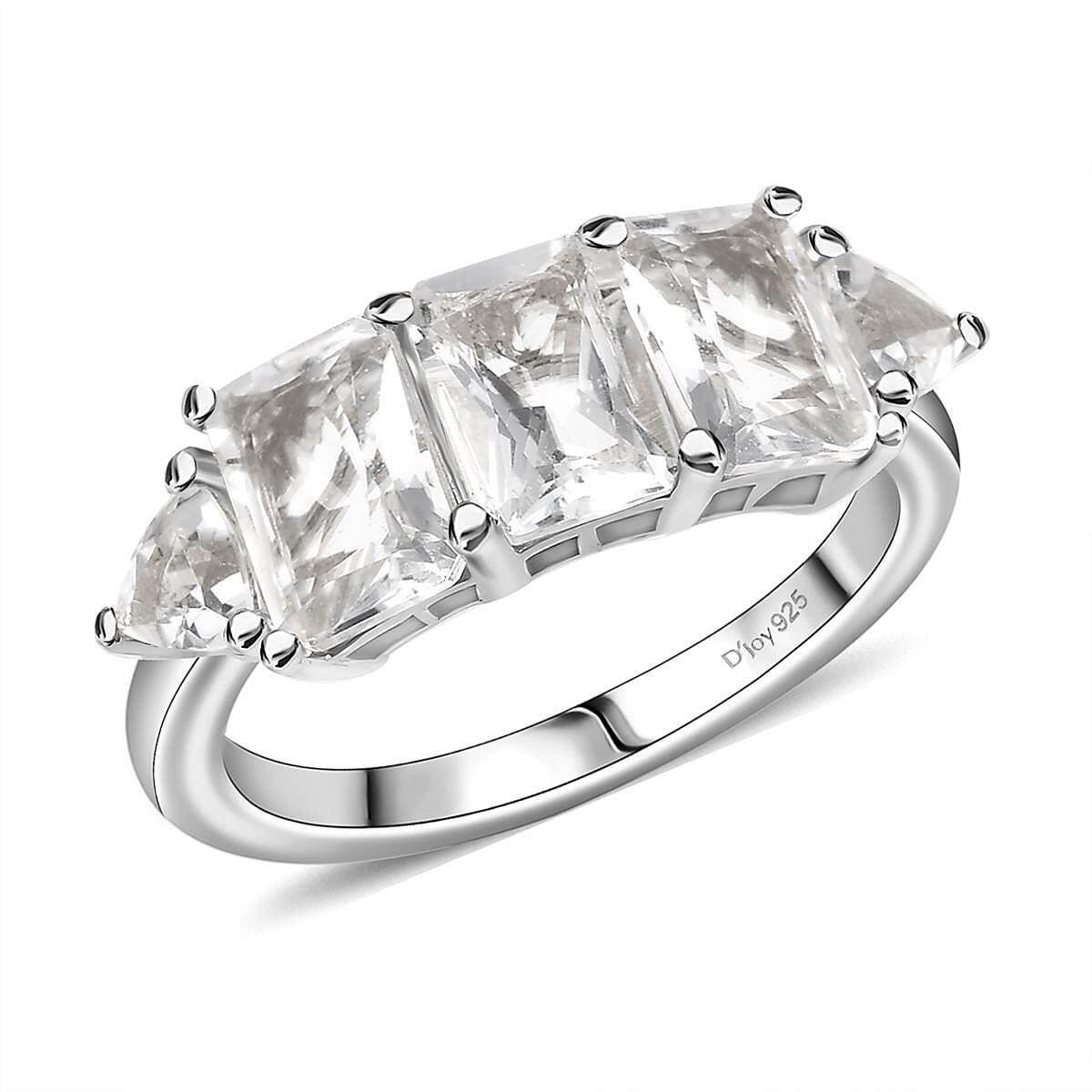 shop lc D'Joy Petalite 2.70 ctw Trilogy Ring in Rhodium Over Sterling Silver
