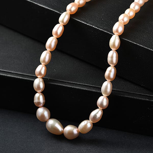 Shop Lc D'Joy Pink Freshwater Pearl Necklace In 18K Vermeil Rose Gold Over Sterling Silver 18 Inches