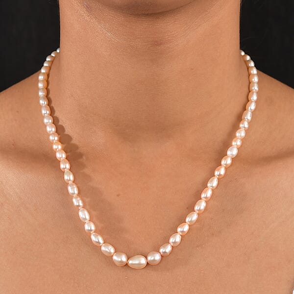 Shop Lc D'Joy Pink Freshwater Pearl Necklace In 18K Vermeil Rose Gold Over Sterling Silver 18 Inches