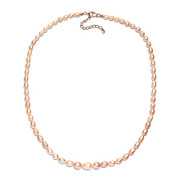 Shop Lc D'Joy Pink Freshwater Pearl Necklace In 18K Vermeil Rose Gold Over Sterling Silver 18 Inches