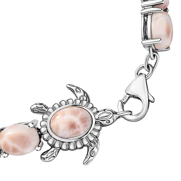 Shop Lc D'Joy Pink Natrolite 23.50 Ctw Turtle Bracelet In Rhodium Over Sterling Silver (8.00 In)