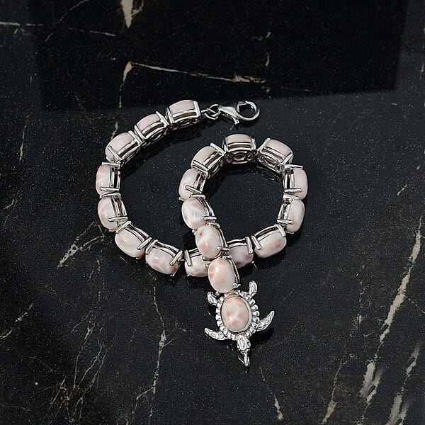 Shop Lc D'Joy Pink Natrolite 23.50 Ctw Turtle Bracelet In Rhodium Over Sterling Silver (7.25 In)