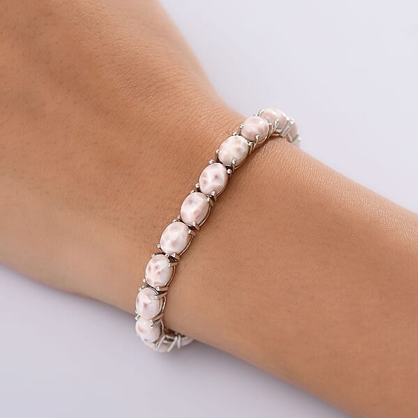 Shop Lc D'Joy Pink Natrolite 23.50 Ctw Turtle Bracelet In Rhodium Over Sterling Silver (7.25 In)