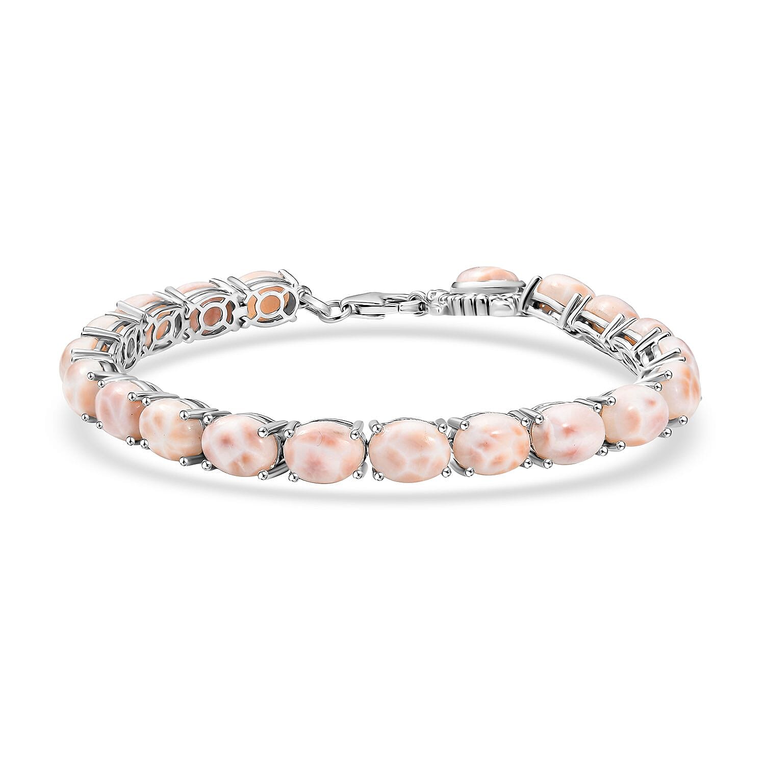 shop lc D'Joy Pink Natrolite 23.50 ctw Turtle Bracelet in Rhodium Over Sterling Silver (7.25 In)