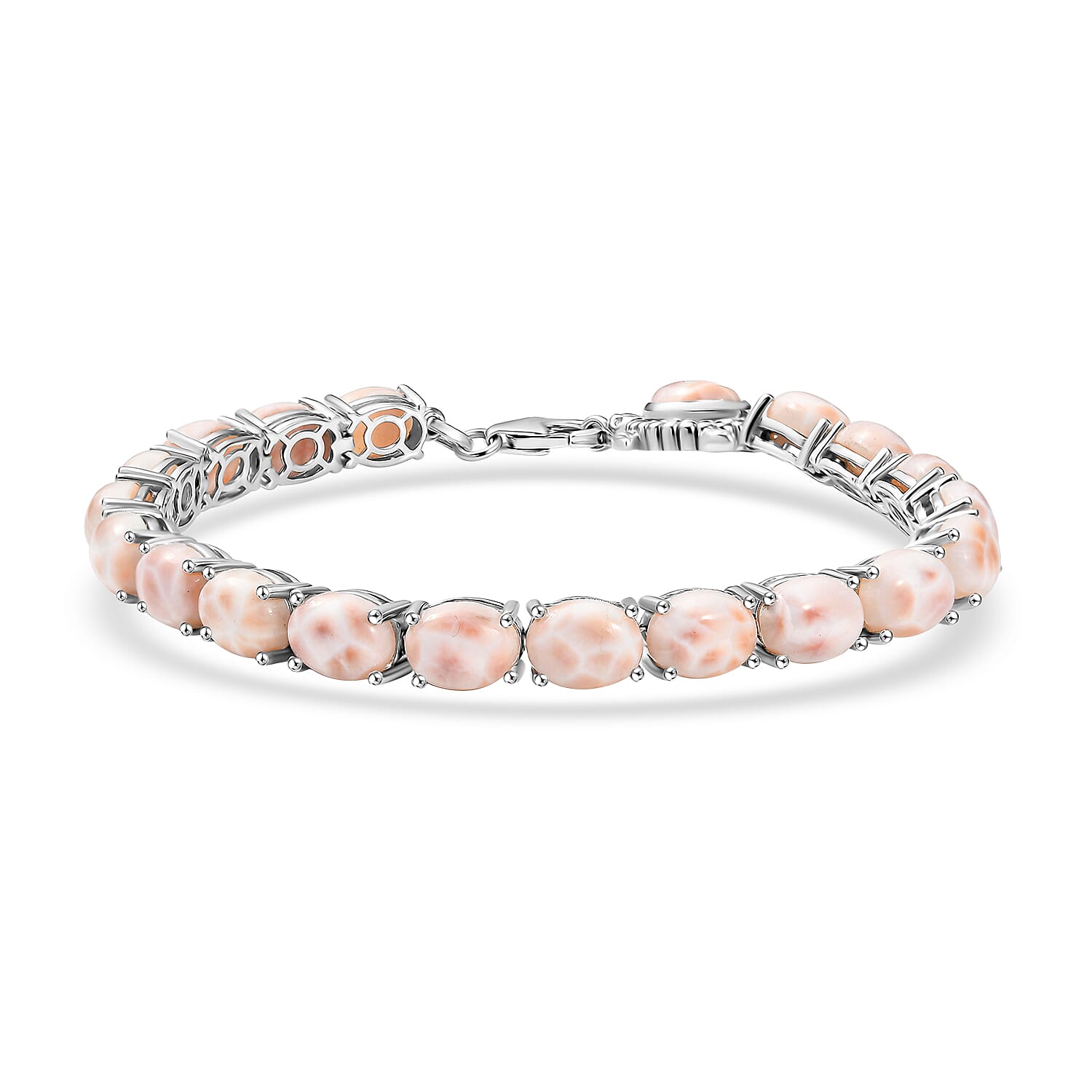 shop lc D'Joy Pink Natrolite 23.50 ctw Turtle Bracelet in Rhodium Over Sterling Silver (8.00 In)