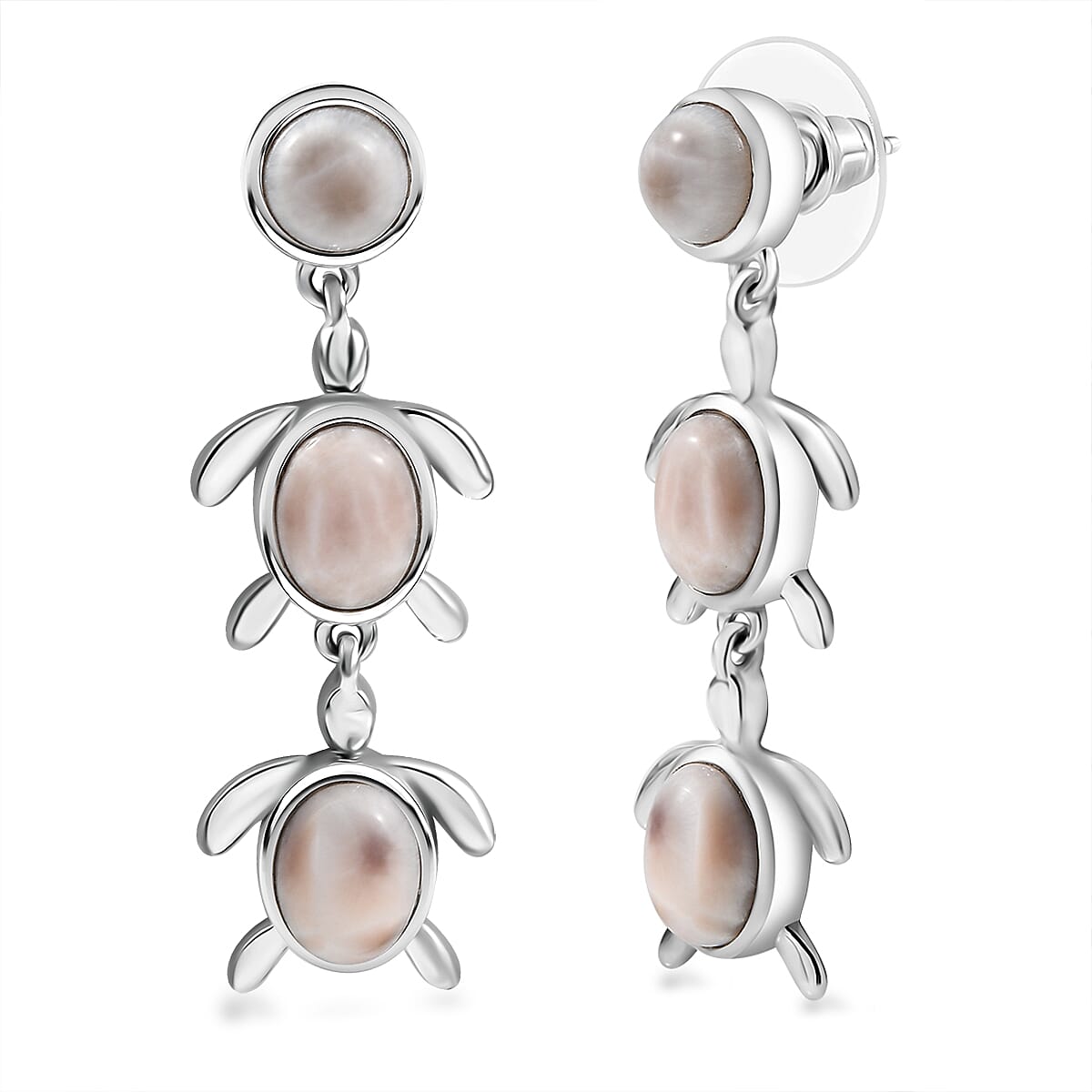 shop lc D'Joy Pink Natrolite 6.70 ctw Turtle Earrings in Platinum Over Sterling Silver