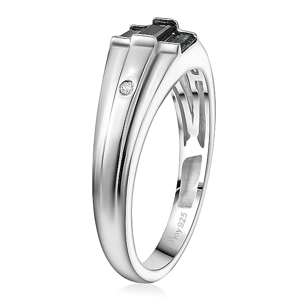 Shop Lc D'Joy Pirineu Lagoon Tourmaline Diamond Ring In Rhodium Over Sterling Silver 0.50 Ctw