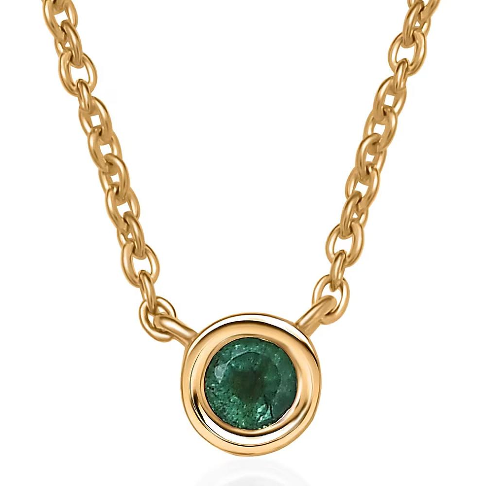 shop lc D'Joy Poke Free Kagem Zambian Emerald 0.30 ctw Necklace 18 Inches in 18K Vermeil Yellow Gold Over Sterling Silver