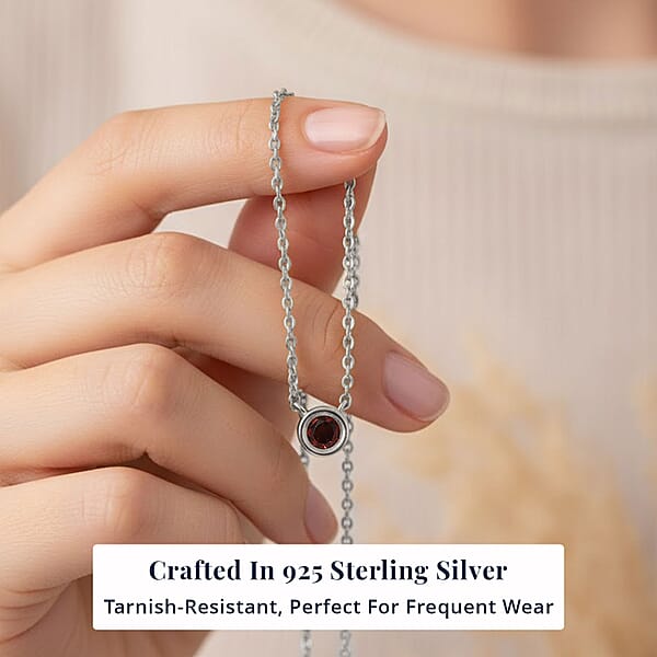 Shop Lc D'Joy Poke Free Mozambique Garnet 0.35 Ctw Necklace 18 Inches In Rhodium Over Sterling Silver