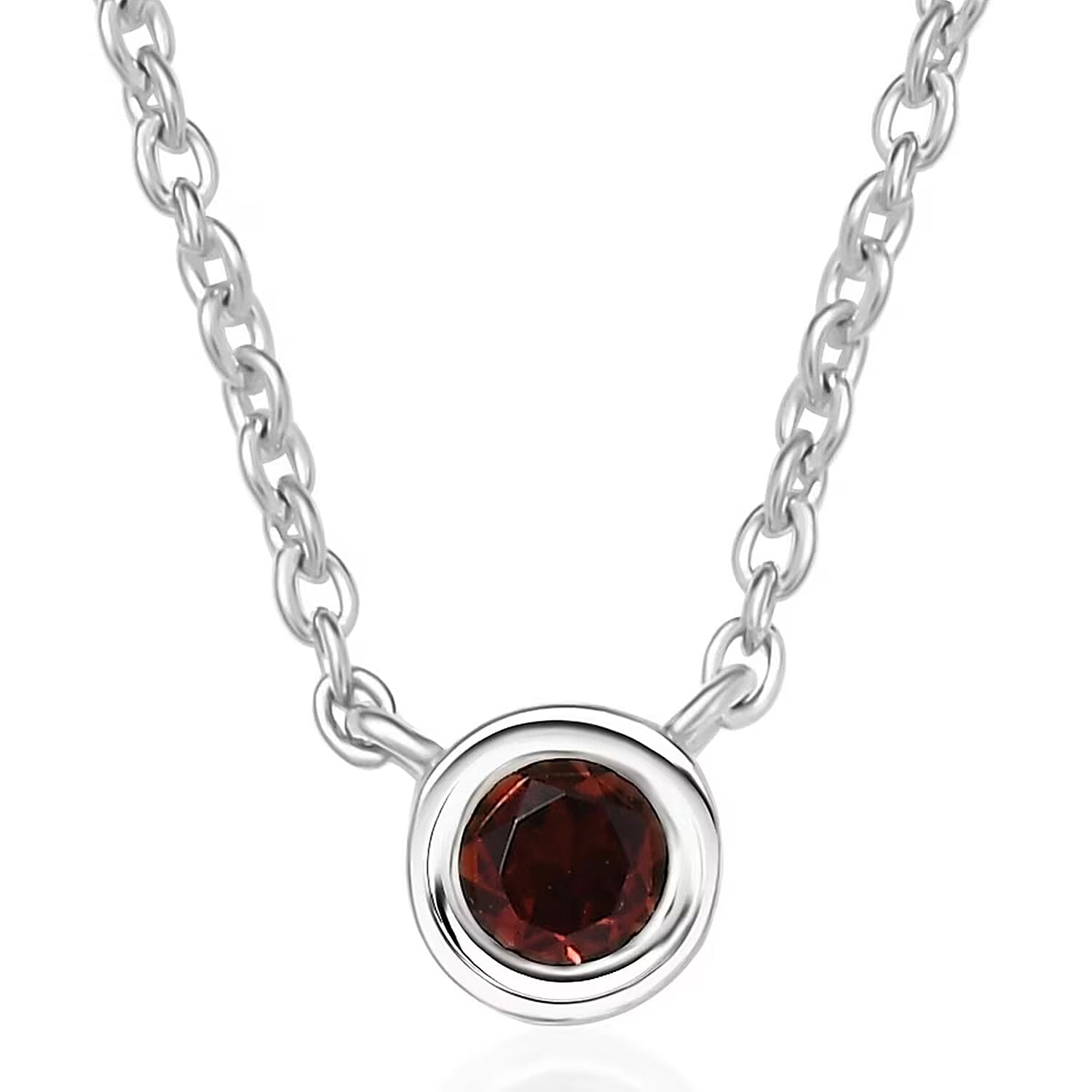 shop lc D'Joy Poke Free Mozambique Garnet 0.35 ctw Necklace 18 Inches in Rhodium Over Sterling Silver