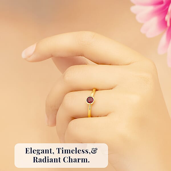 Shop Lc D'Joy Poke Free Mozambique Garnet 0.35 Ctw Solitaire Ring In 18K Vermeil Yellow Gold Over Sterling Silver